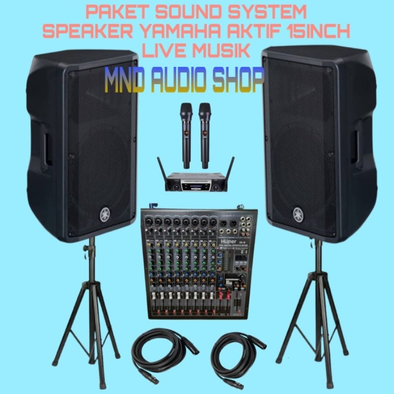 Paket sound system speaker aktif YAMAHA DBR 15 + MIXER HUPER LIVE MUSIK