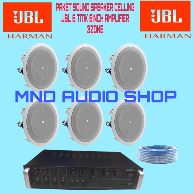 paket sound speaker celling JBL 8inch original 6 titik + amplifier 3zone