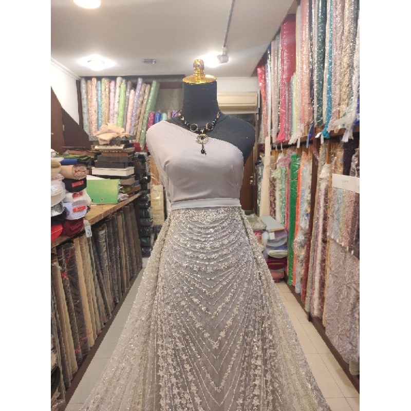 Kain Dress Tile Zuhair Batu Payet Ivana Bridal Import Silver