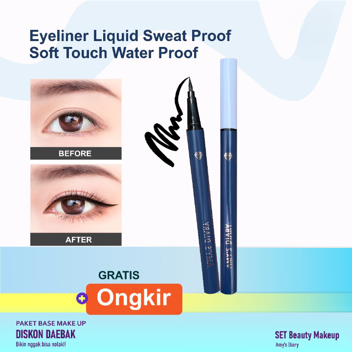 [PAKET HEMAT] BPOM Eye Set Makeup Special Blue Series Maskara Eyeliner Penjepit Bulu Mata 3 In 1