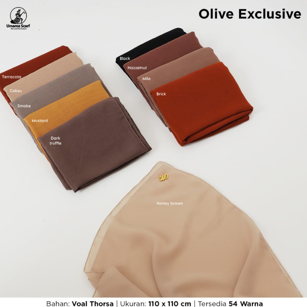 Segi Empat Polos Olive Exclusive 110x110 cm By Umama Scarf