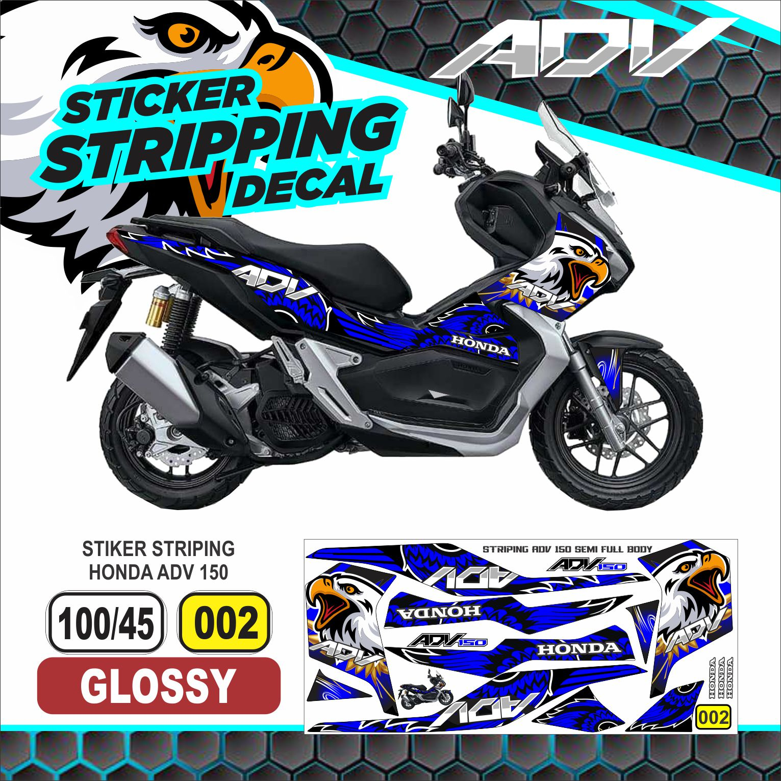striping variasi Honda ADV 150 /sticker decal motor ADV 150 /stiker lis polet Honda ADV 150