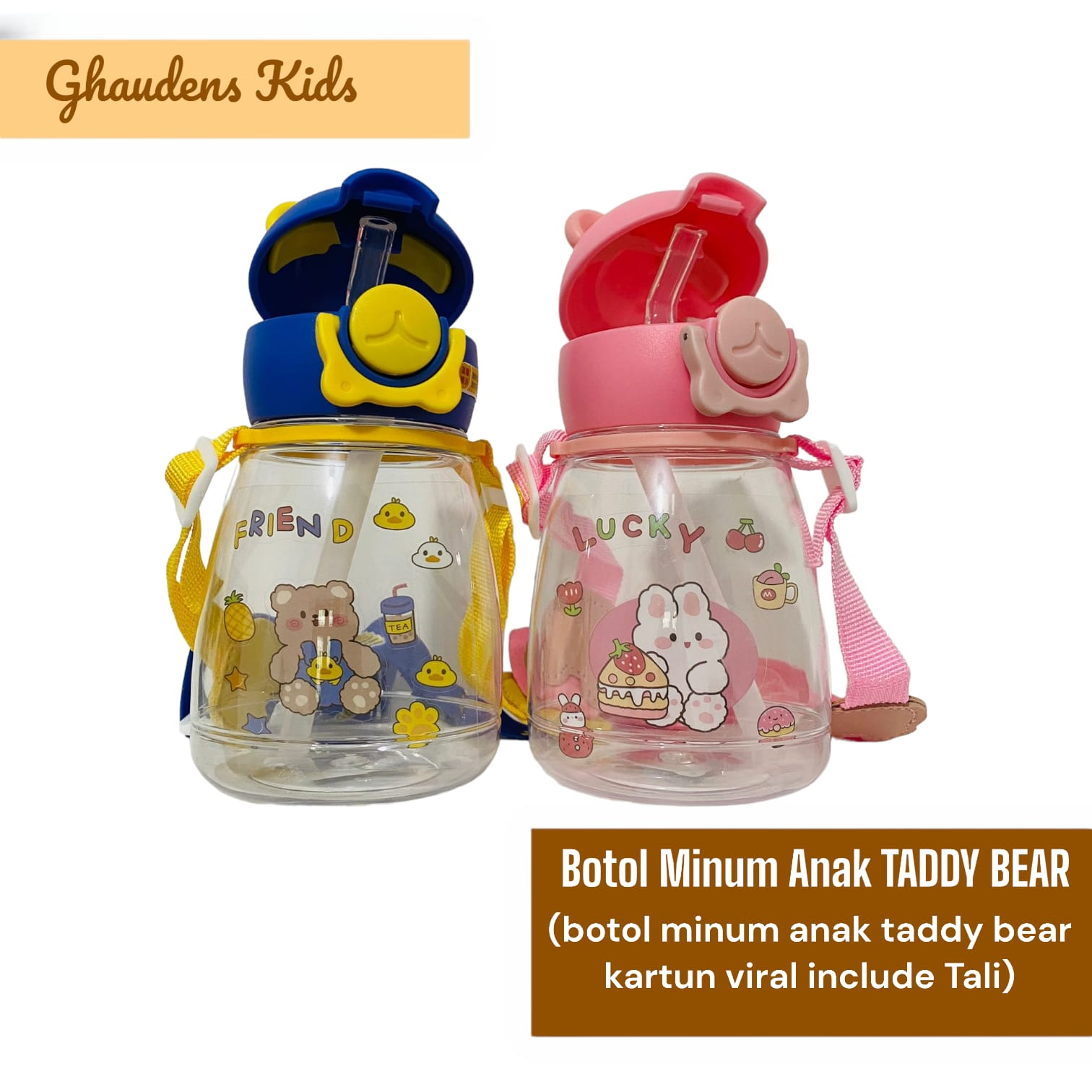 Botol Minum Sedotan Anak Karakter LUCKYBEAR 550 ML