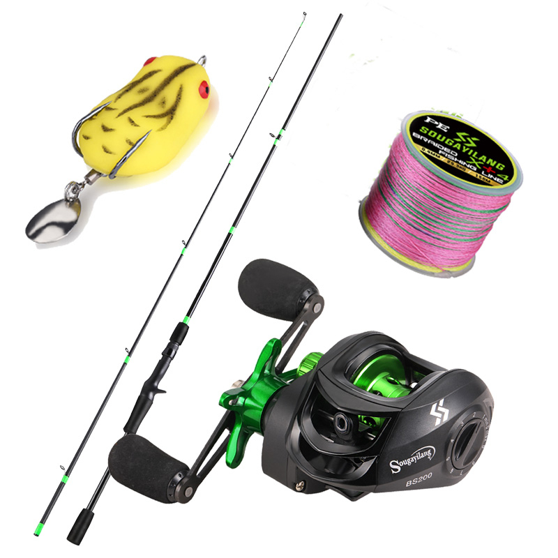 Sougayilang Joran Pancing Set 1.8m / 2.1m Joran Pancing Fishing Rod Fishing Reel Fishing Line Fishing Lure Combos 7.2:1 High Speed Max Drag 10kg