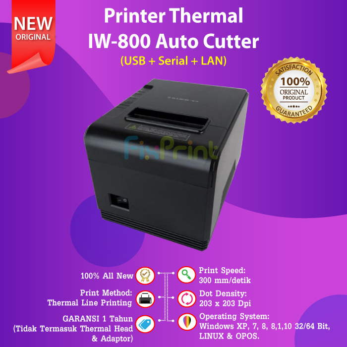 Printer Thermal IW-800 Auto Cutter New Printer Kasir IWare IW800 Interface USB + Serial + LAN