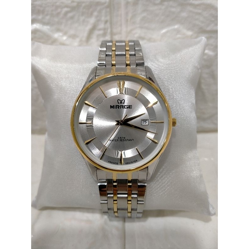 MIRAGE 8775 BRP-M JAM TANGAN PRIA RANTAI STAINLESS STEEL WATER RESISTANT 3 ATM