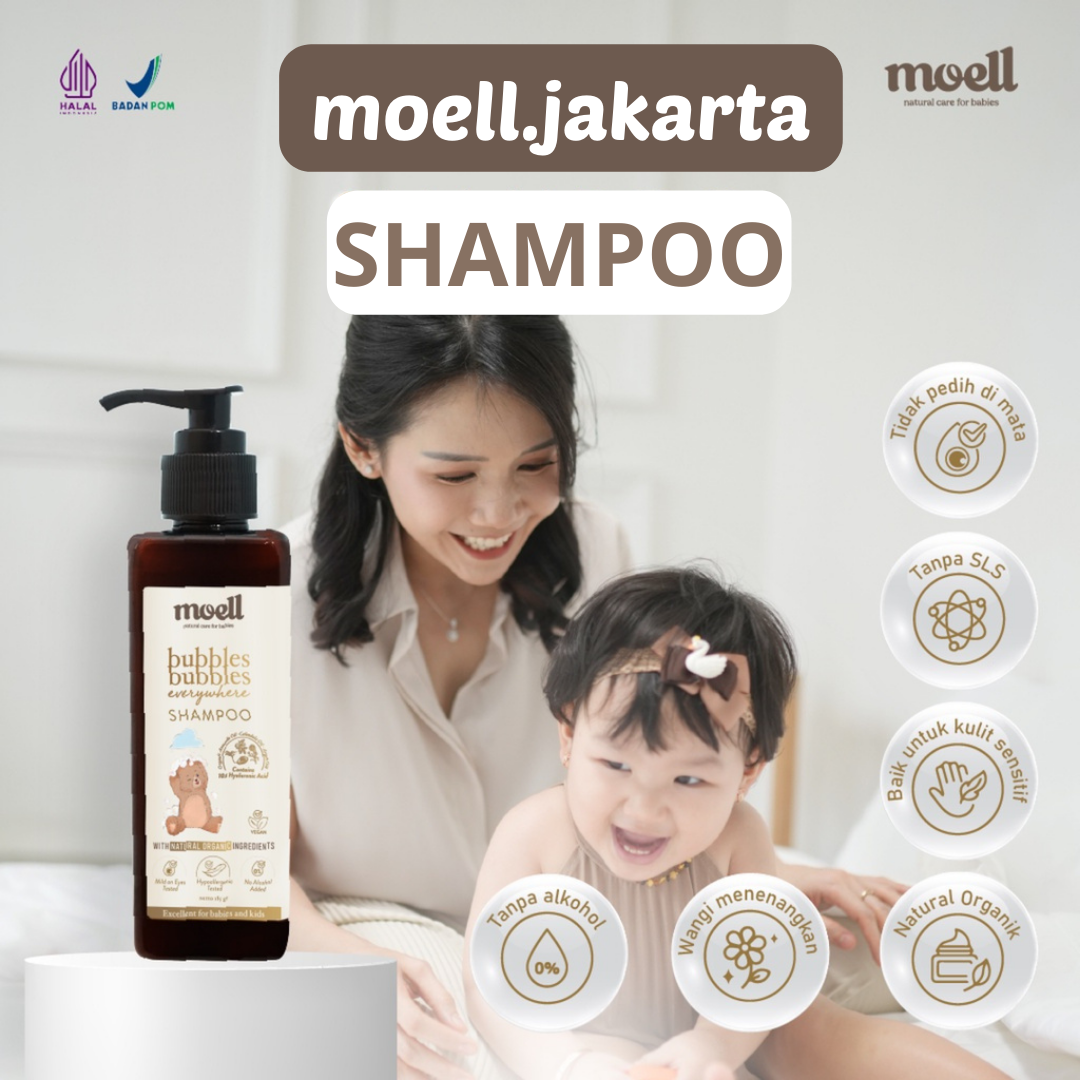 Moell Shampo Sampo Penyubur Rambut Bayi Anak Organic Natural Free SLS Free Alkohol