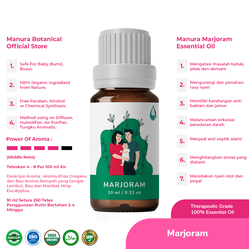 Manura Marjoram Minyak Origanum Marjorana Mesir Therapeutic Grade