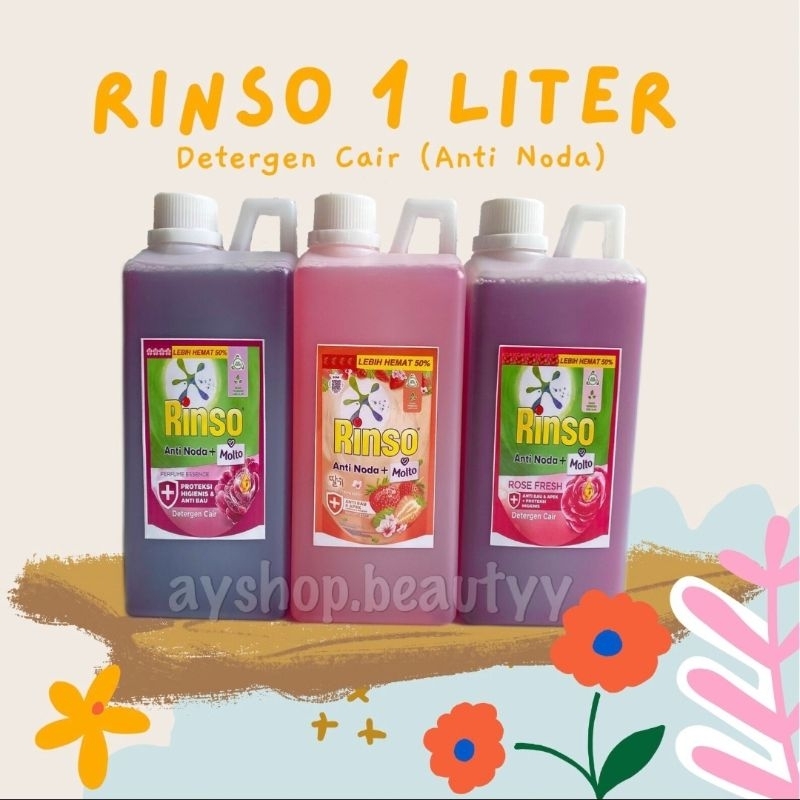 Rinso Cair 1 Liter / Rinso Detergen Cair Liquid Pembersih Pakaian