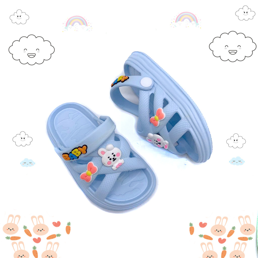 Sandal Slip On Anak Perempuan  Motif Happy Bunny Terbaru Viral Kekinian