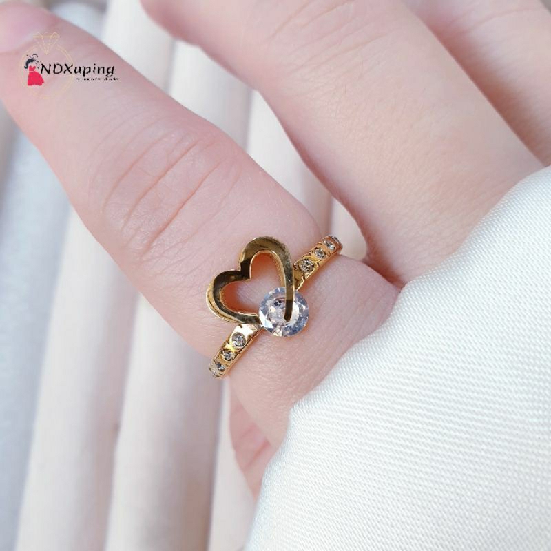 Cincin Dewasa Fashion Love Permata Satu Titanium N250522301