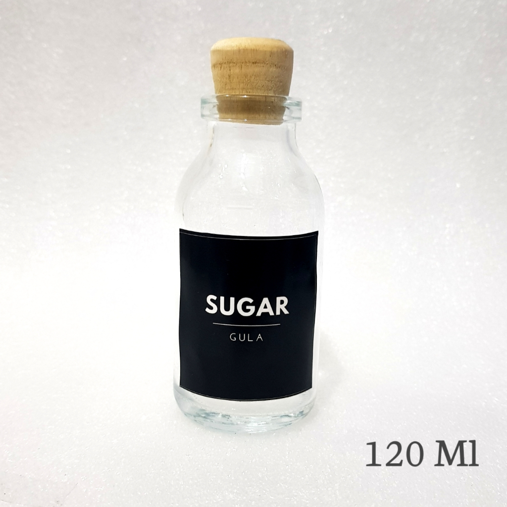 [BW]  BOTOL  KACA BUMBU AESTHETIC TUTUP KAYU KACA 120ML   /  Botol Bumbu kaca Minimalis / Botol Bumb