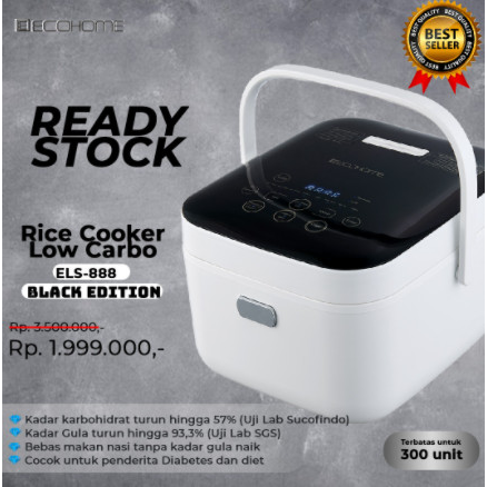 Ecohome Rice Cooker Low Carbo ELS 888 Less Sugar Penanak Nasi ELS888