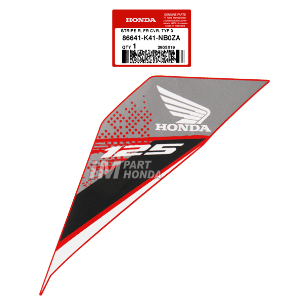 86641-K41-NB0ZA Stiker Sayap Kanan New Supra X 125 Fi 2019 Ruji Merah Energetic Red