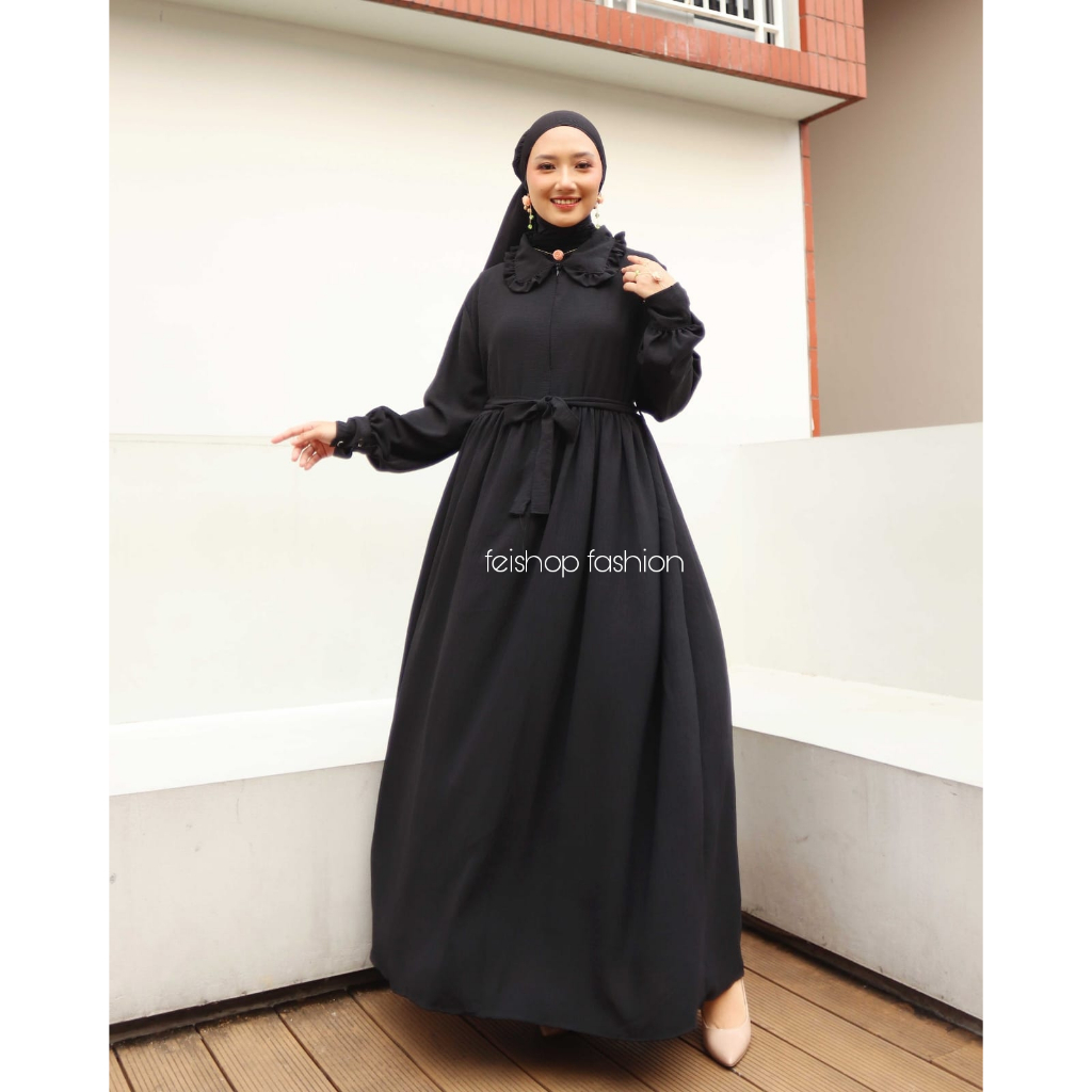 Cindy Dress Gamis Remaja Syari Crinkle Airflow / Gamis Wanita Kekinian