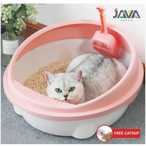 Cat Litter Box JAVA Premium Bulat Tempat Bak Pasir Kucing + Sekop