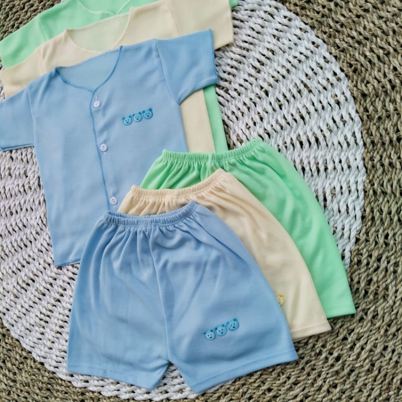 6 PCS/3 Stel Baju Celana Bayi Baru Lahir Stelan Baju Baby Newborn Tangan Pendek talitababywear