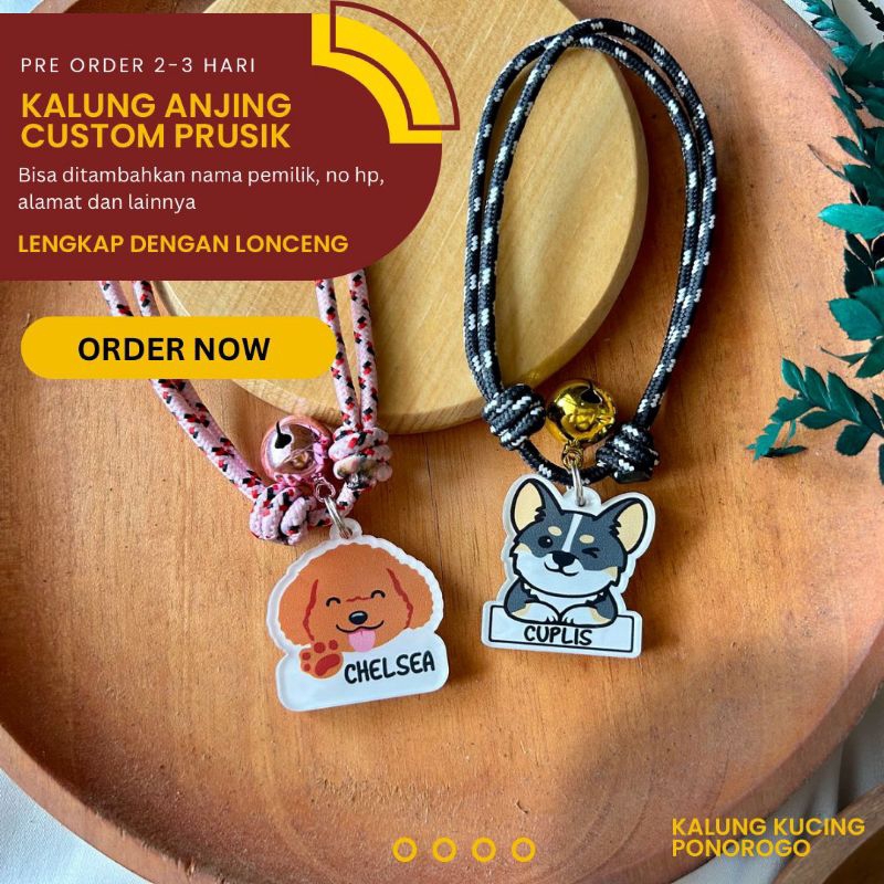 KALUNG KUCING ANJING CUSTOM NAMA PRUSIK TEBAL