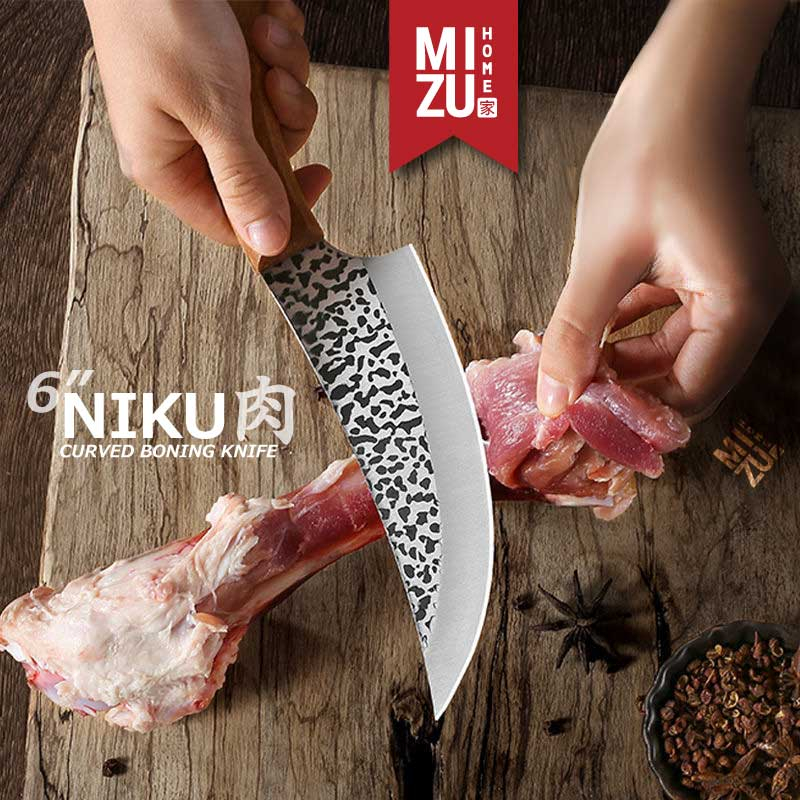 MIZU NIKU 6" Curved Boning Knife Stainless Steel Pisau Daging Tulang Piso Masak Dapur Stenlis