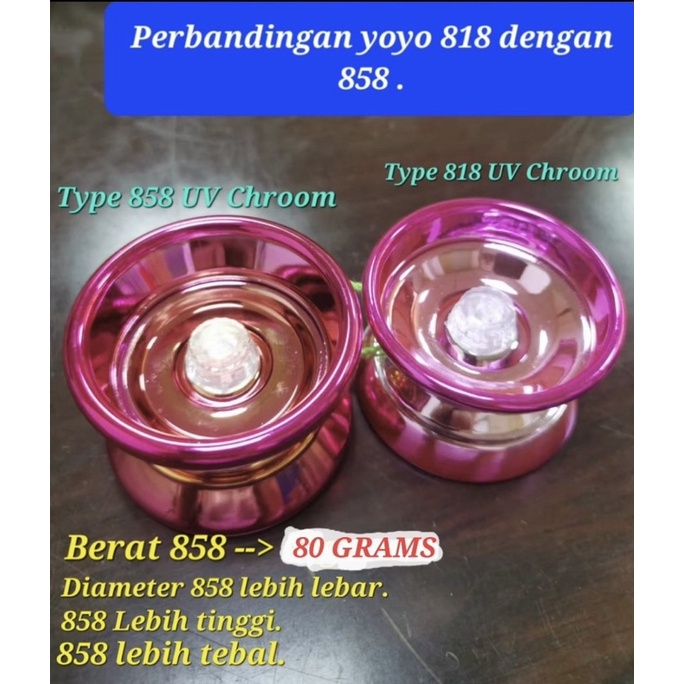 Jc NEW YOYO UV TERBARU YOYO PRO KONTES 858 UV CHROME 80 GRAM YOYO LAKER SUARA MODEL BAKPAO UV CHROOM