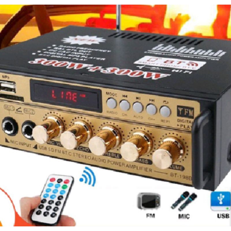 POWER AMPLIFIER WIRELESS KARAOKE FLECO BT-198A / AMPLIFIER BLUETOOTH / AMPLIFIER KARAOKE WIRELESS / 