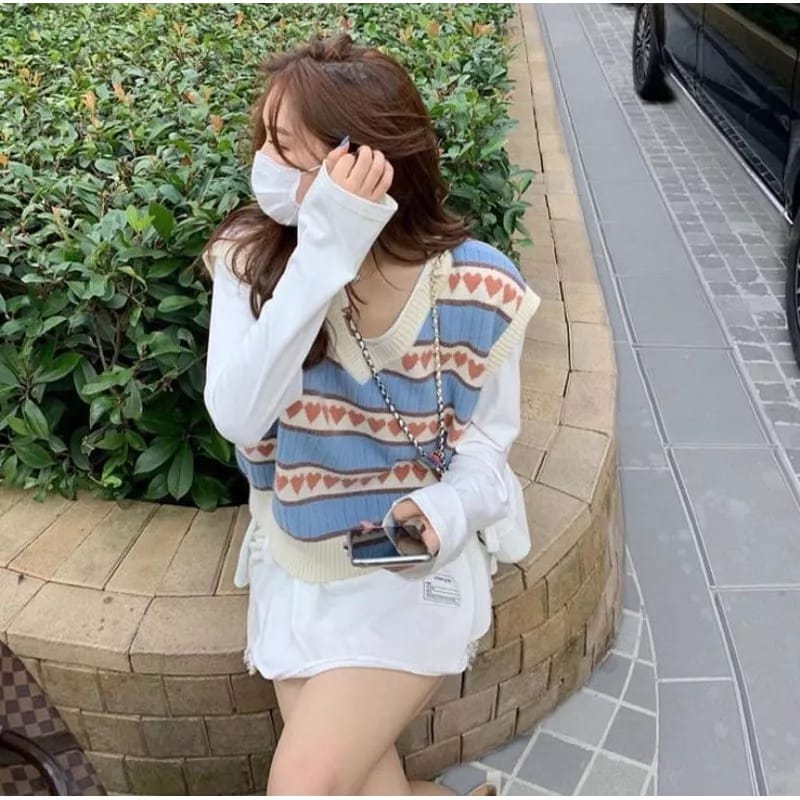 Belleza Outlet baju rajut Cardigan rajut atasan wanita Vest Love