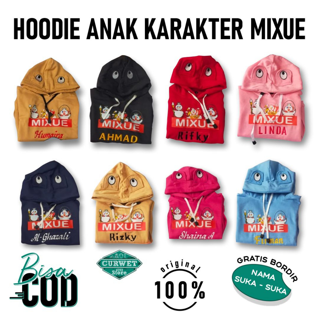 HOODIE MATA MIXUE LAKI-LAKI/PEREMPUAN BORDIR NAMA SUKA-SUKA