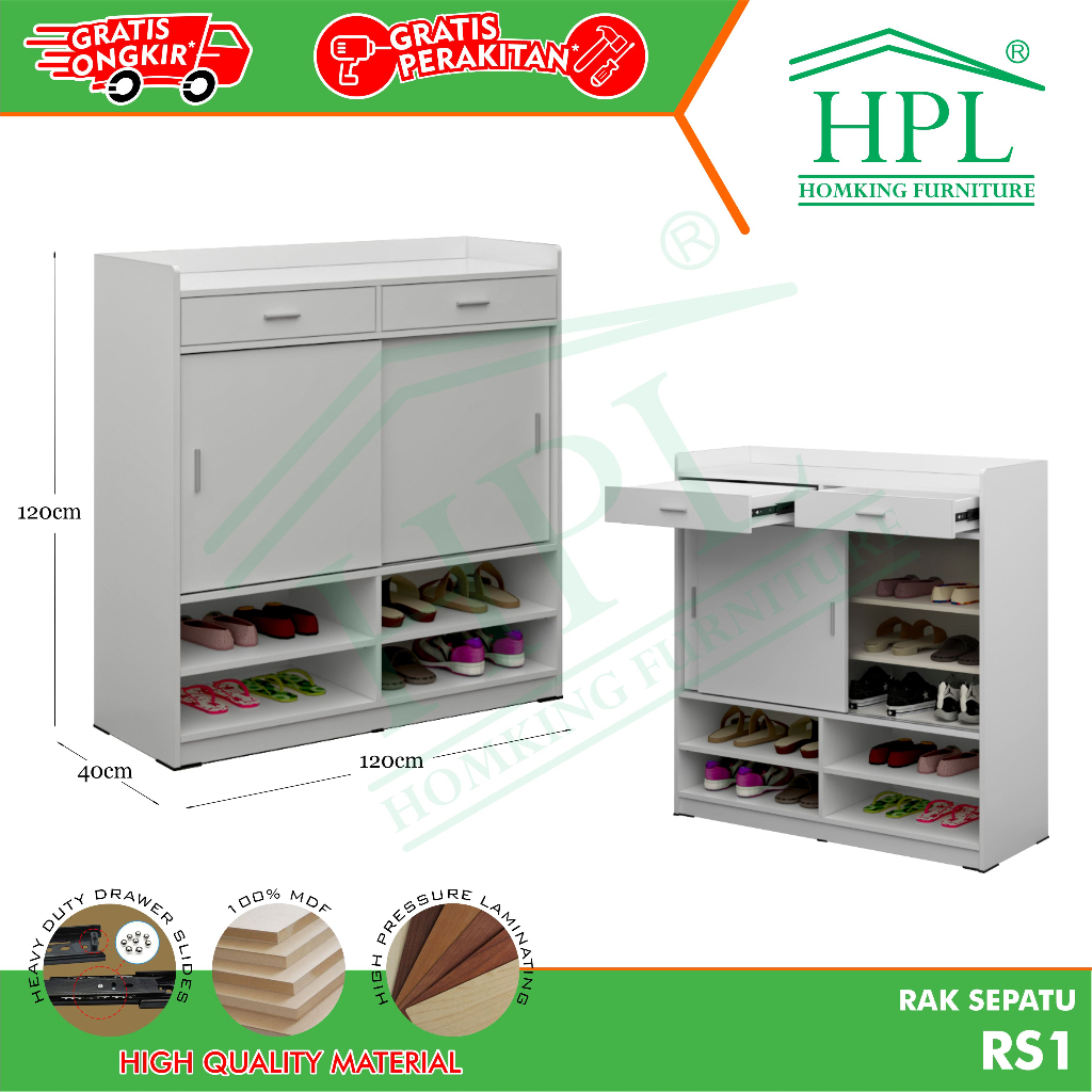 HOMKING Rak Lemari Sepatu Sandal HPL