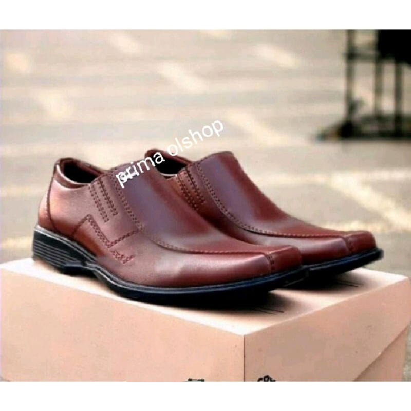 Sepatu pentopel hitam pria formal kasual kerja leather swedian kualitas premium