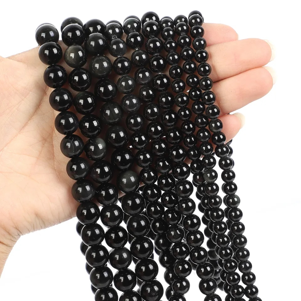 Manik Batu Black Onyx Doff 4mm 6mm 8mm 10mm 12mm Untuk Bahan Gelang