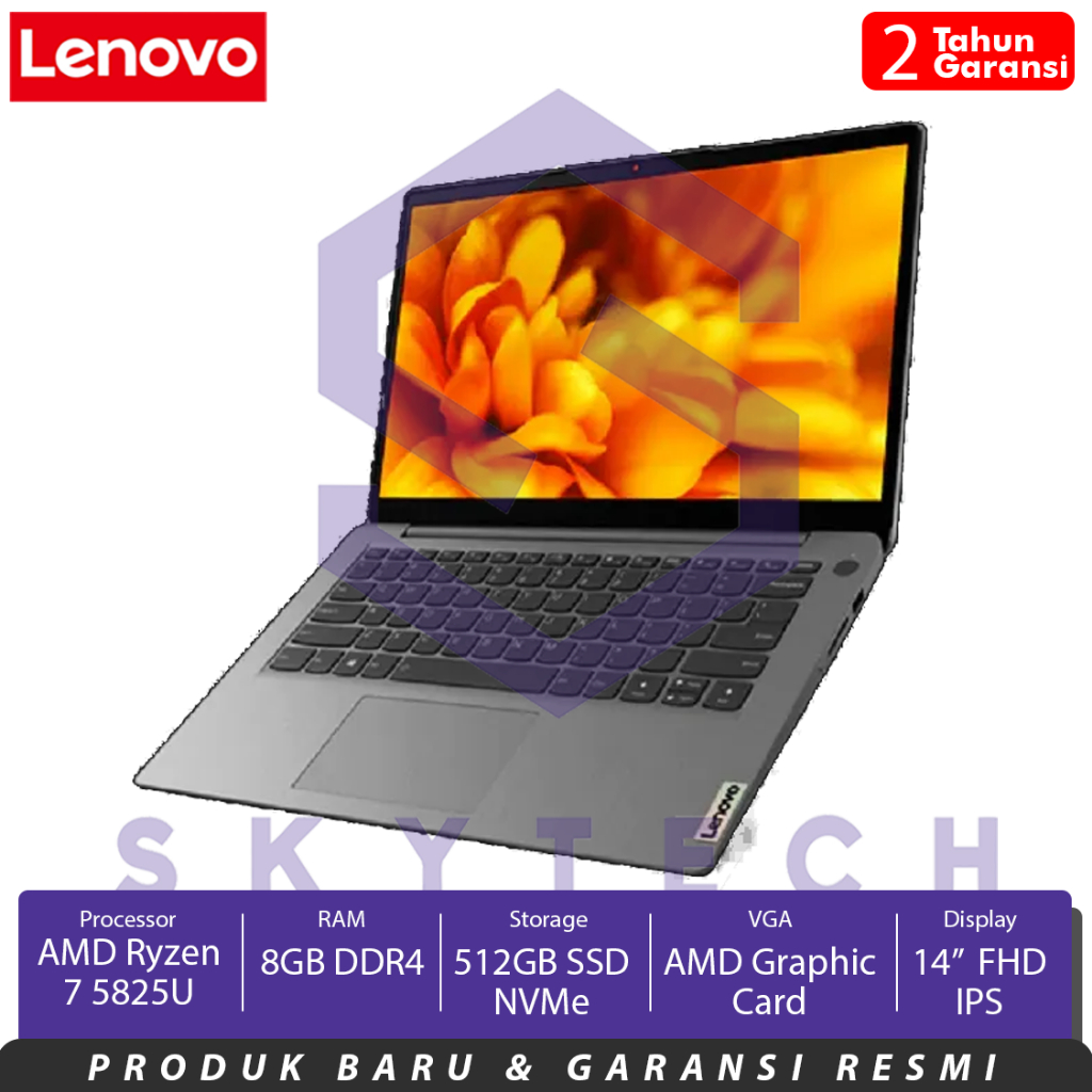 LAPTOP LENOVO IDEAPAD 3 14ABA7 1WID AMD RYZEN 7 5825U RAM 8GB SSD 512GB WINDOWS 11 + OHS 82RM001WID