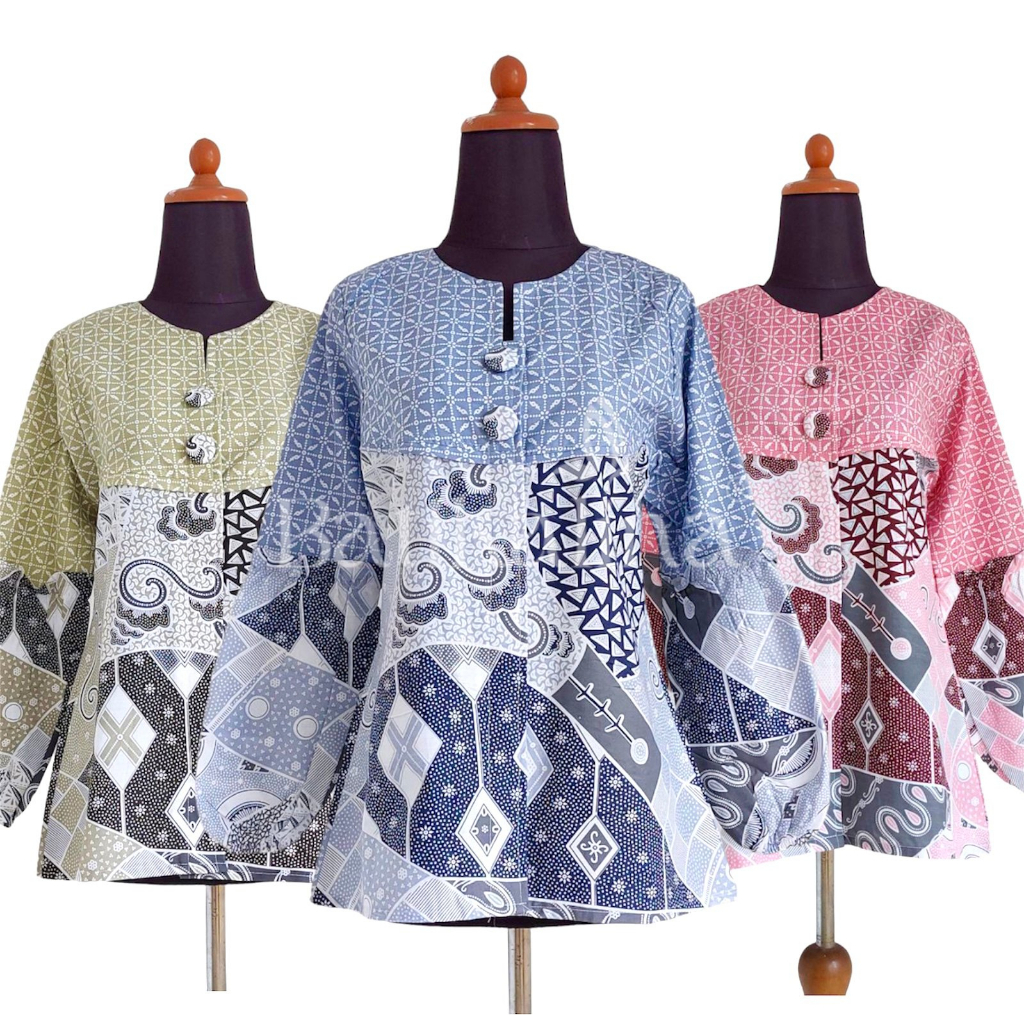 Baju Batik Wanita Modern Atasan Blouse Batik Kerja Kantor Wanita