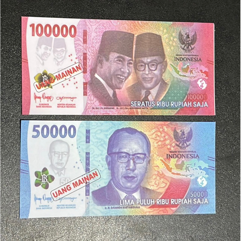 uang mainan aspal pecahan 100.000 & 50.000 20lembar