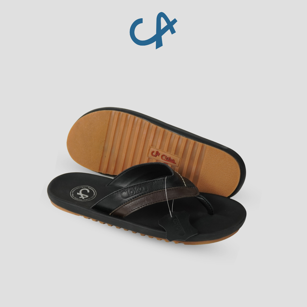 Sandal Pria Kulit Sapi Jepit Santai Kasual Distro Sendal Cowok Leather Genuine Flipflops Casual Original Kekinian - Cloka Darryn