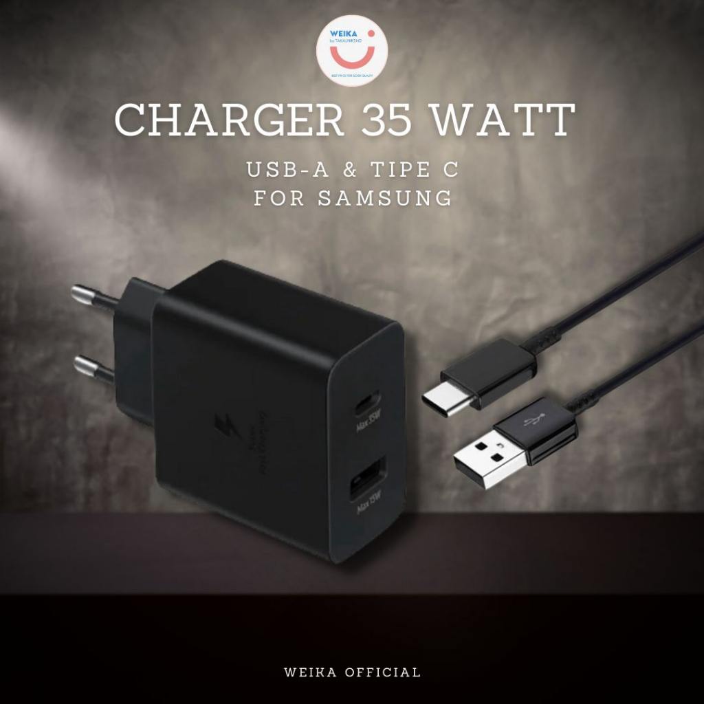 Charger SAMSUNG 35 Watt Dual Port USB-A to C &amp; C to C (Super Fast Charging)