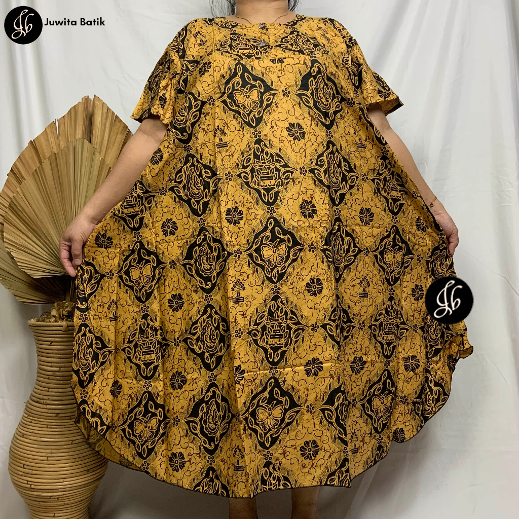 Juwita Batik - Daster Payung Jumbo LD 130 3XL Model Busui Kancing Dada Motif BTKLN Seri Warna Busui Friendly Terbaru