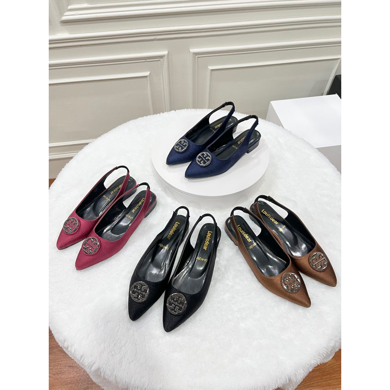 sepatu flatshoes tali belakang wanita terbaru kekinian  bahan satin 2cm LOUISDEAR B40