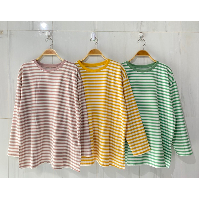 atasan kaos wanita salur oversize atasan wanita jumbo kaos