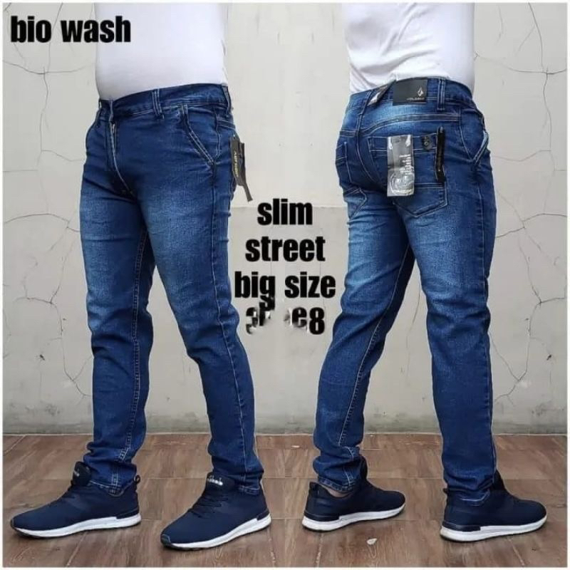 Celana panjang jeans pria pensil slimfit / celana jeans pria bahan ngaret street