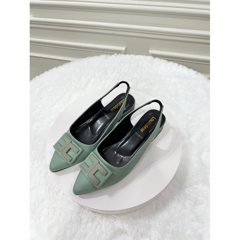 sepatu flat shoes wanita terbaru kekinian pesta LOUISDEAR sepatu flat 2 cm bahan dove tali belakang B78