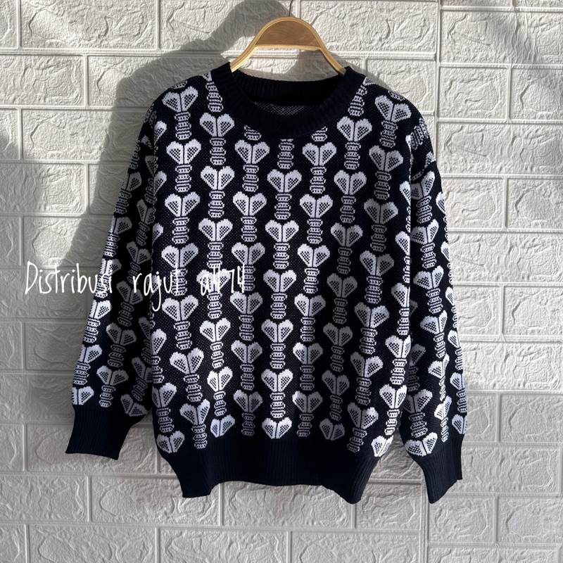 YOURA SWEATER RAJUT MOTIF ATASAN WANITA KOREA