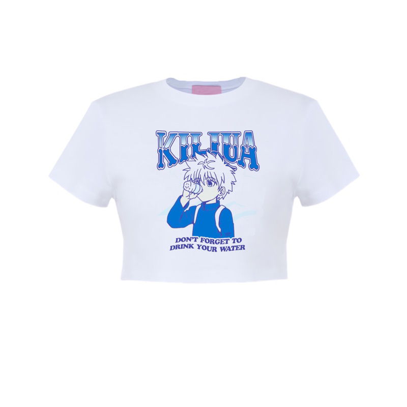 Crop Tee KILLUA Dont Forget To Drink Your Water | Crop top White Anime Vintage | Wibu | Tanktop Wani