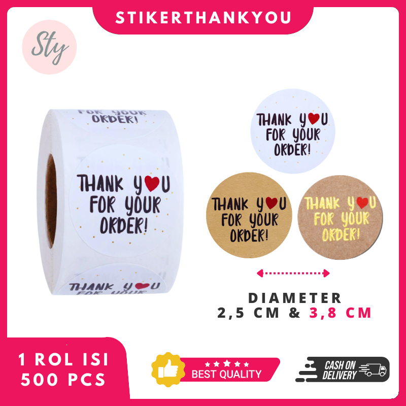 

Stiker Thank You for Your Order 500 Pcs/Roll Kertas Stiker Label Olshop Makanan Minuman Kekinian