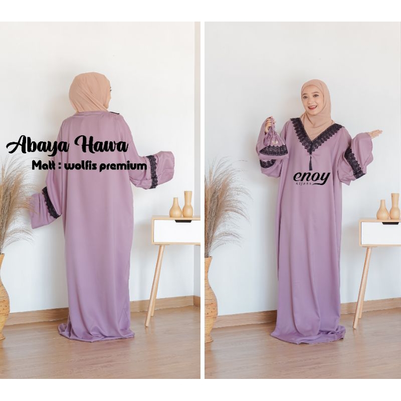 Abaya Sholat Wolfis Renda Hitam