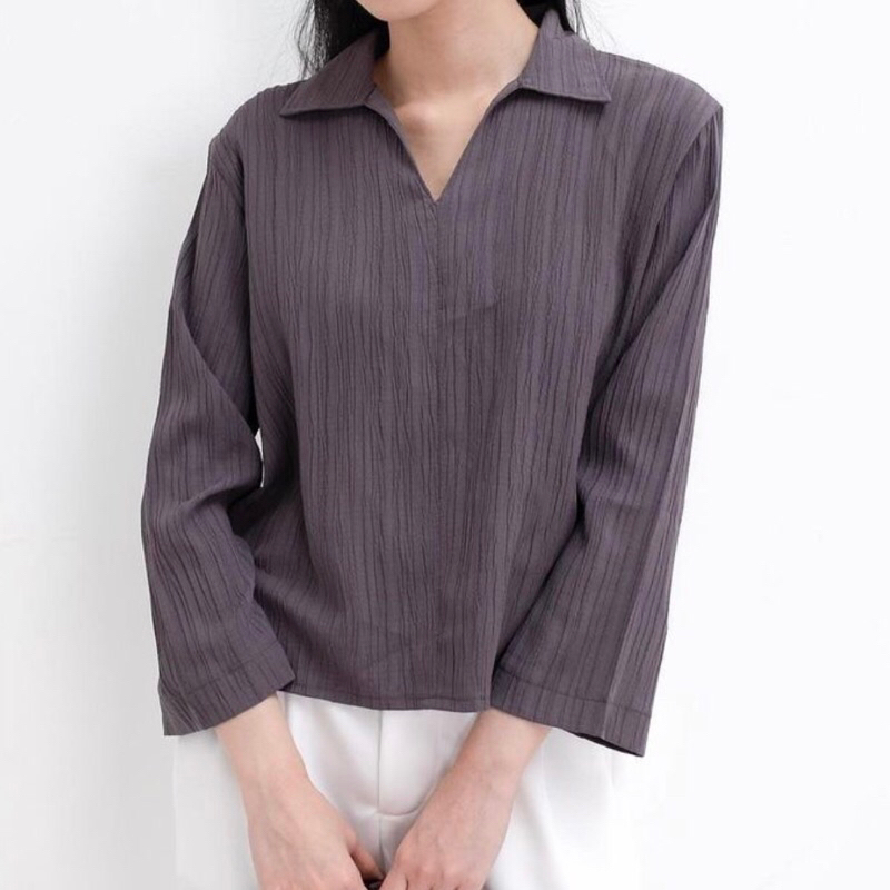 Kemeja Wanita Agatha Blouse Basic Lady Crush Oversize