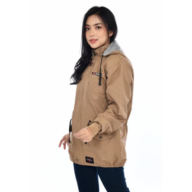 JAKET PARKA MANTEL MUSIM DINGIN OUTDOOR WANITA WATERPROOF ANTI AIR TASLAN CEWEK REBEL ID