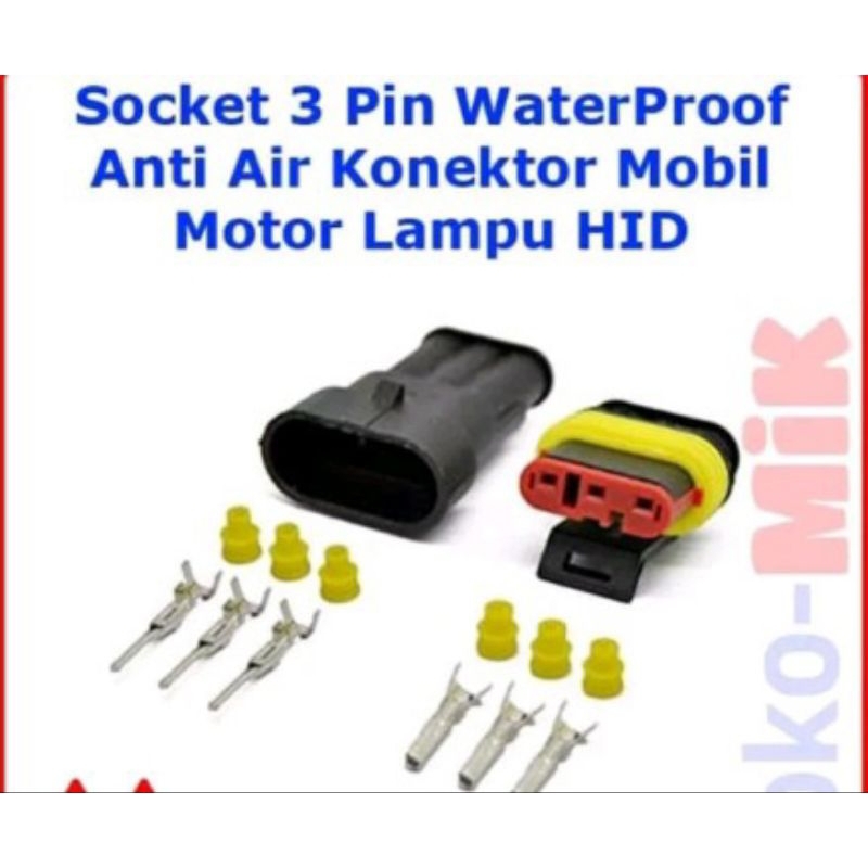 soket waterproof 3 pin  dn pin