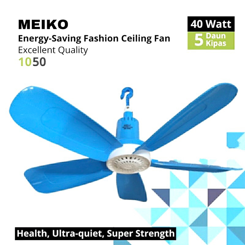 HELI FAN CEILING FAN KIPAS ANGIN GANTUNG MEIKO MK-1050 40w 40watt 40 watt 5 Baling Sayap