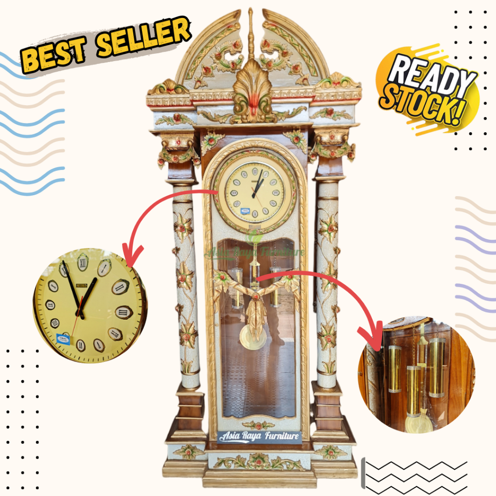 Lemari Jam Hias Brawijaya Kayu Jati