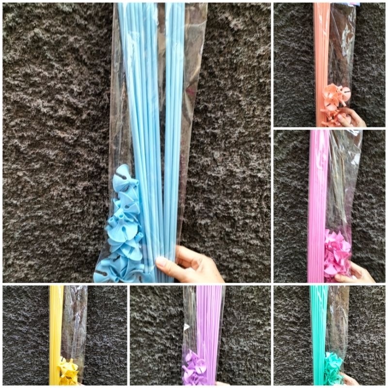 [BUNGKUS/ 20PCS] Stik balon +cup PASTEL